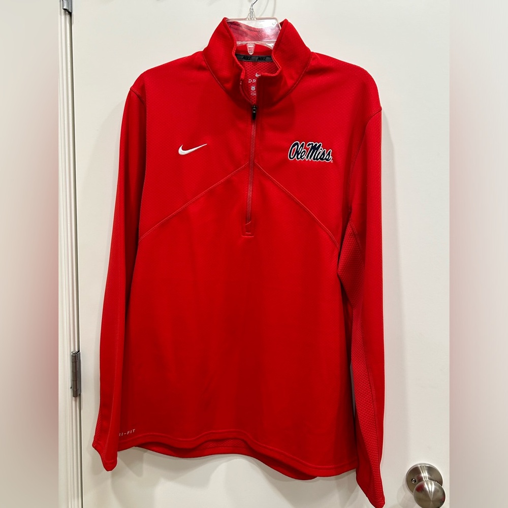 Nike dri-fit red embroidery Ole Miss pull over- size large